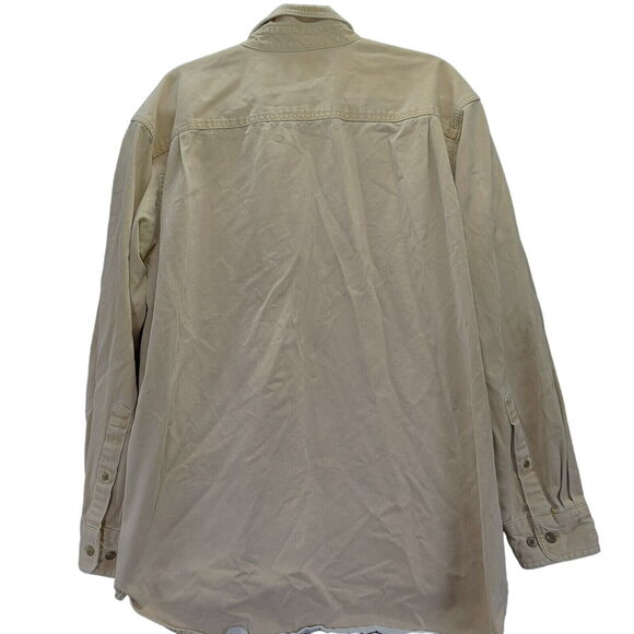 RedHead Mens Button Up Shirt Beige Size XL 100% Cotton Long Sleeve Pockets - Picture 14 of 16